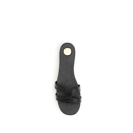 Saint Laurent Black Calf Leather Bos Taurus Sandals