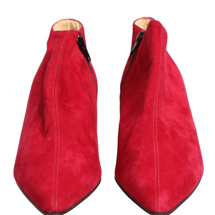Dolce & Gabbana Red Suede Ankle Boots Shoes