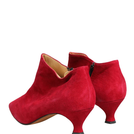Dolce & Gabbana Red Suede Ankle Boots Shoes