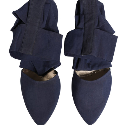 Dolce & Gabbana Blue Cotton Ankle Boots Shoes
