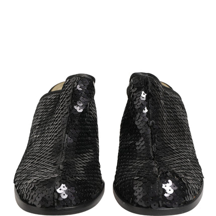 Dolce & Gabbana Black Sequined Mules Shoes