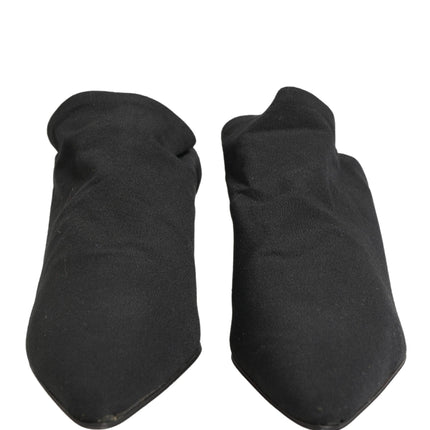 Dolce & Gabbana Black Suede Heel Mule Shoes