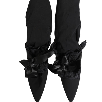 Dolce & Gabbana Black Suede Mid Calf Boots Shoes