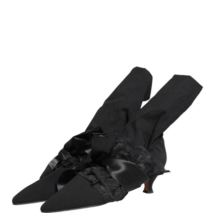 Dolce & Gabbana Black Suede Mid Calf Boots Shoes