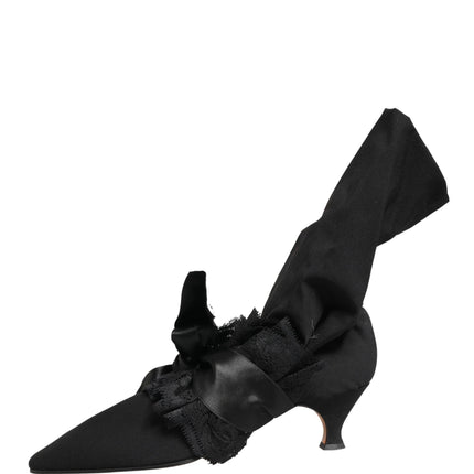 Dolce & Gabbana Black Suede Mid Calf Boots Shoes