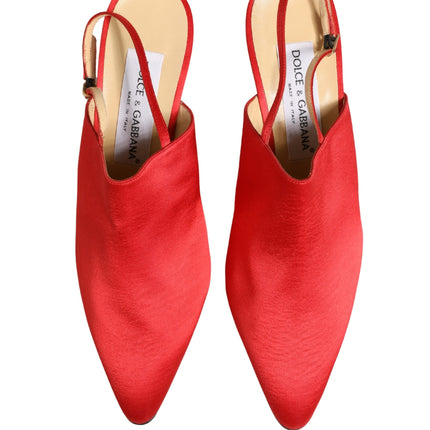 Dolce & Gabbana Red Suede Heel Slingback Shoes