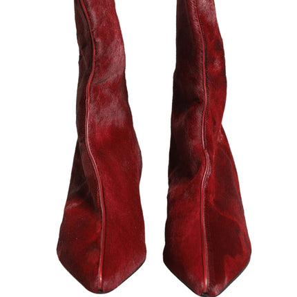 Dolce & Gabbana Burgundy Mid Calf Boots Shoes