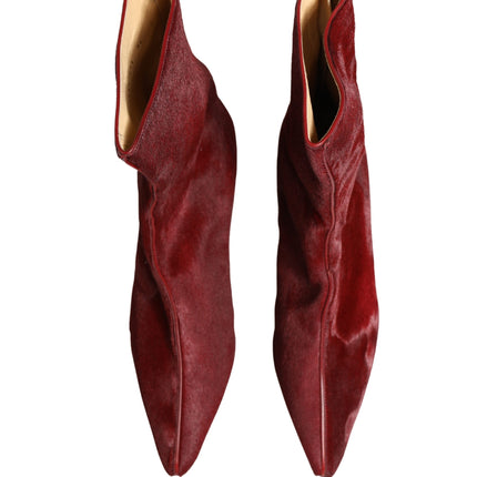 Dolce & Gabbana Burgundy Mid Calf Boots Shoes