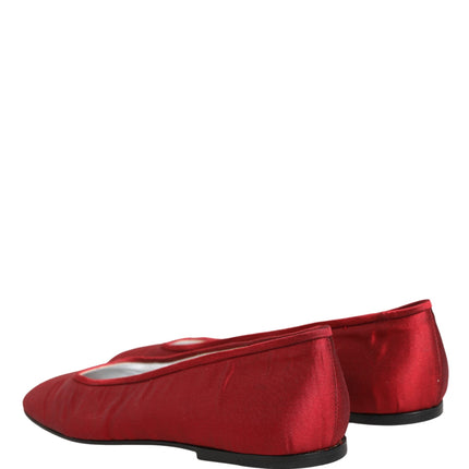Dolce & Gabbana Red Satin Fabric Ballet Slip On Flats Shoes