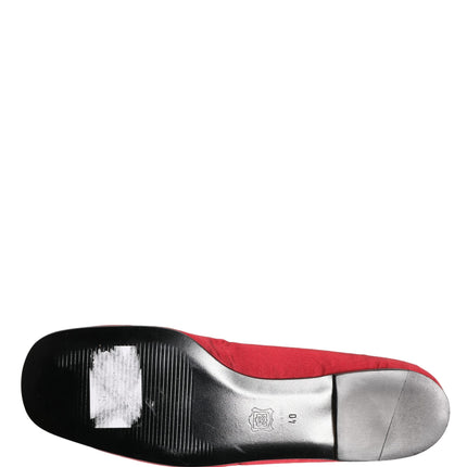 Dolce & Gabbana Red Satin Fabric Ballet Slip On Flats Shoes