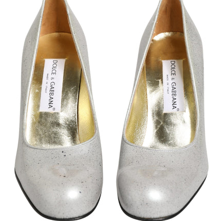 Dolce & Gabbana White Leather High Heels Women Pumps Shoes