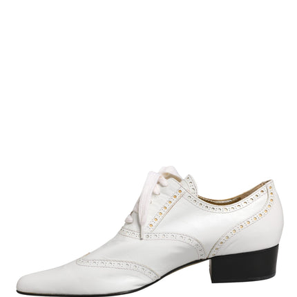 Dolce & Gabbana White Leather Brogue Oxford Lace Up Shoes