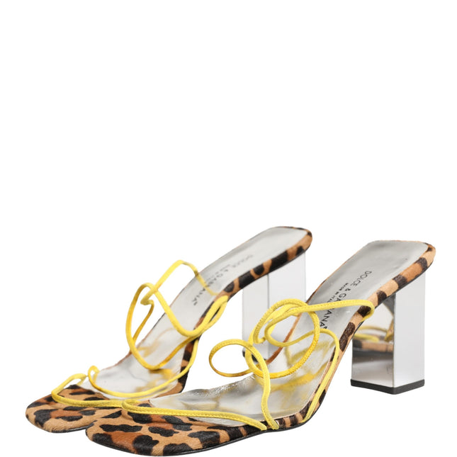 Dolce & Gabbana Multicolor Leather Block Heels Sandals Shoes