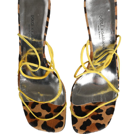 Dolce & Gabbana Multicolor Leather Block Heels Sandals Shoes