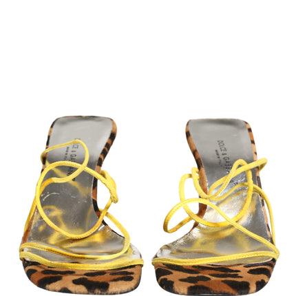 Dolce & Gabbana Multicolor Leather Block Heels Sandals Shoes