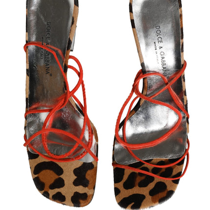 Dolce & Gabbana Multicolor Leather Block Heels Sandals Shoes