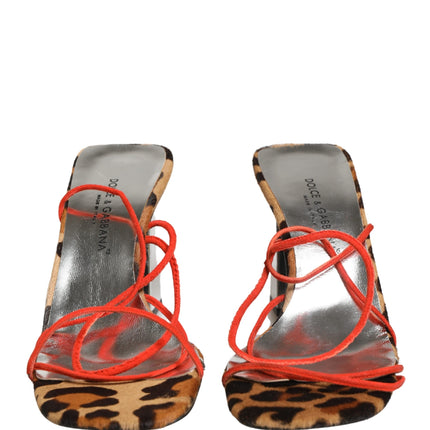 Dolce & Gabbana Multicolor Leather Block Heels Sandals Shoes