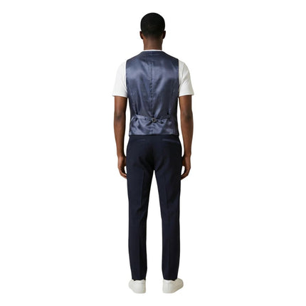 Mulish Blue Polyester Three-Piece Suit