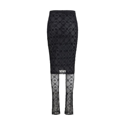 Marine Serre Black Recycled Polyamide Midi Skirt