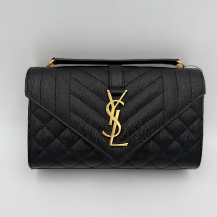 Saint Laurent SAINT LAURENT ENVELOPE SMALL in Black Grained Leather Handbag