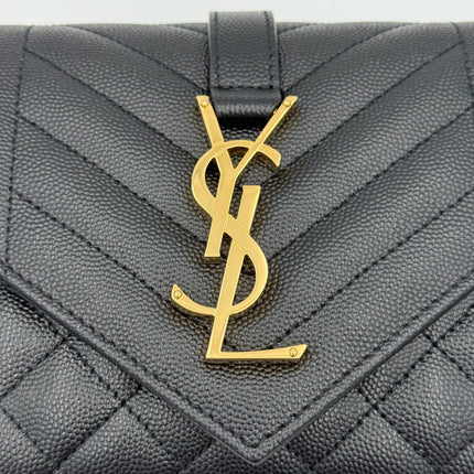 Saint Laurent SAINT LAURENT ENVELOPE SMALL in Black Grained Leather Handbag
