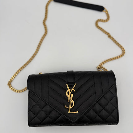 Saint Laurent SAINT LAURENT ENVELOPE SMALL in Black Grained Leather Handbag