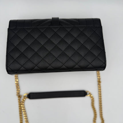Saint Laurent SAINT LAURENT ENVELOPE SMALL in Black Grained Leather Handbag