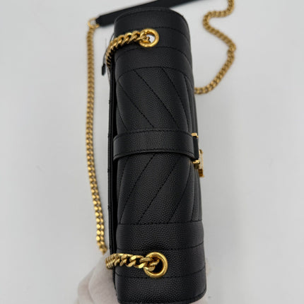 Saint Laurent SAINT LAURENT ENVELOPE SMALL in Black Grained Leather Handbag