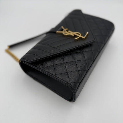 Saint Laurent SAINT LAURENT ENVELOPE SMALL in Black Grained Leather Handbag