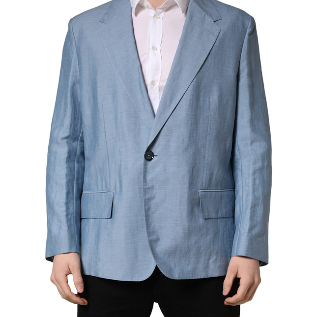 Dolce & Gabbana Light Blue Single Breasted Men Jacket Blazer