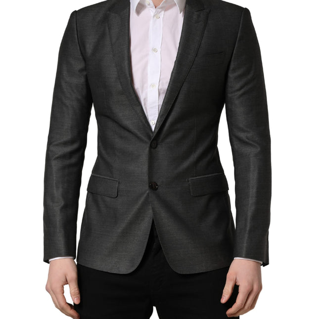 Dolce & Gabbana Dark Gray Wool Slim Fit Coat Jacket Blazer