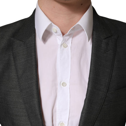 Dolce & Gabbana Dark Gray Wool Slim Fit Coat Jacket Blazer