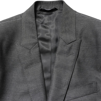 Dolce & Gabbana Dark Gray Wool Slim Fit Coat Jacket Blazer
