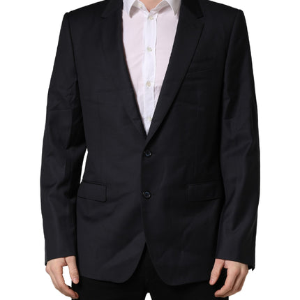 Dolce & Gabbana Black Wool Slim Fit Coat Men Jacket Blazer
