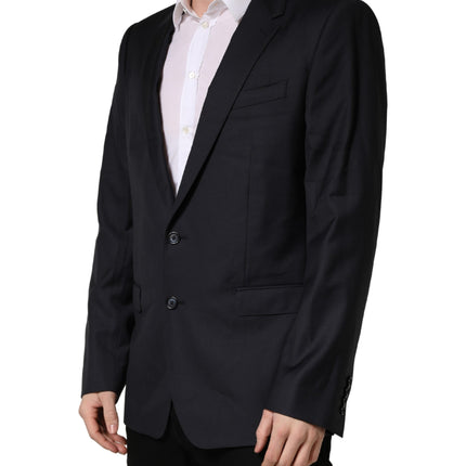 Dolce & Gabbana Black Wool Slim Fit Coat Men Jacket Blazer