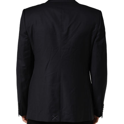Dolce & Gabbana Black Wool Slim Fit Coat Men Jacket Blazer