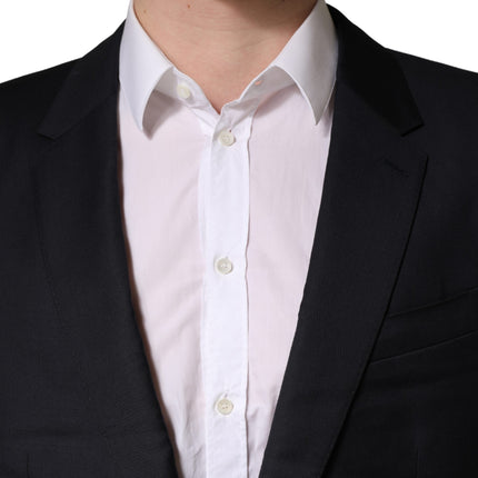 Dolce & Gabbana Black Wool Slim Fit Coat Men Jacket Blazer