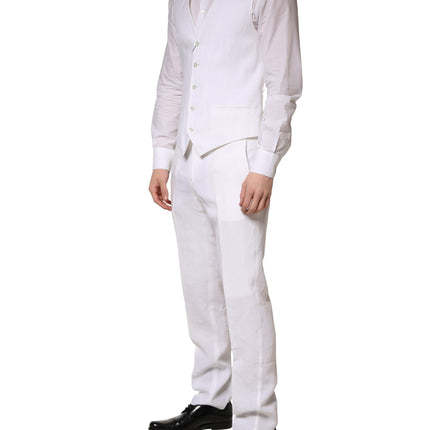 Dolce & Gabbana White SARTORIA Linen 2 Piece Men Formal Suit