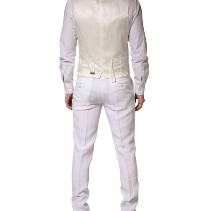 Dolce & Gabbana White SARTORIA Linen 2 Piece Men Formal Suit