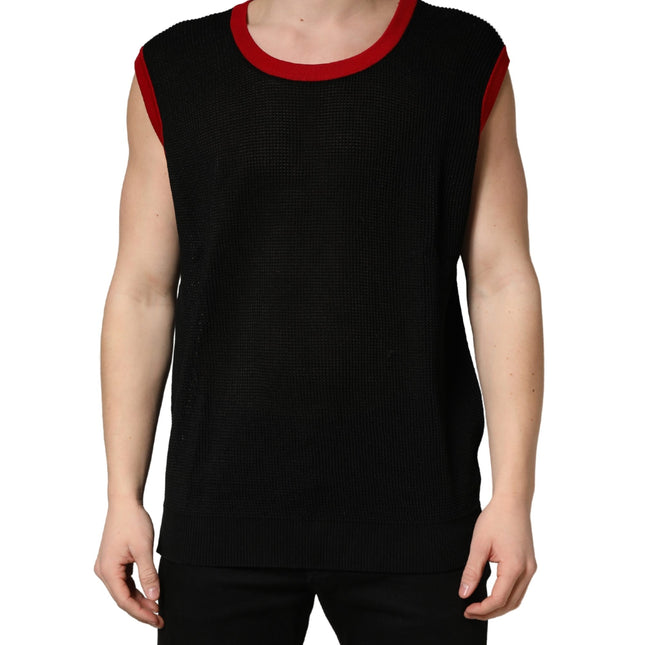 Dolce & Gabbana Black Crew Neck Sleeveless Men Knit Vest T-shirt