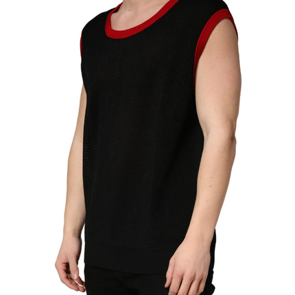 Dolce & Gabbana Black Crew Neck Sleeveless Men Knit Vest T-shirt