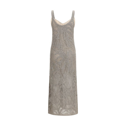 Brunello Cucinelli Gray Linen Casual Dress