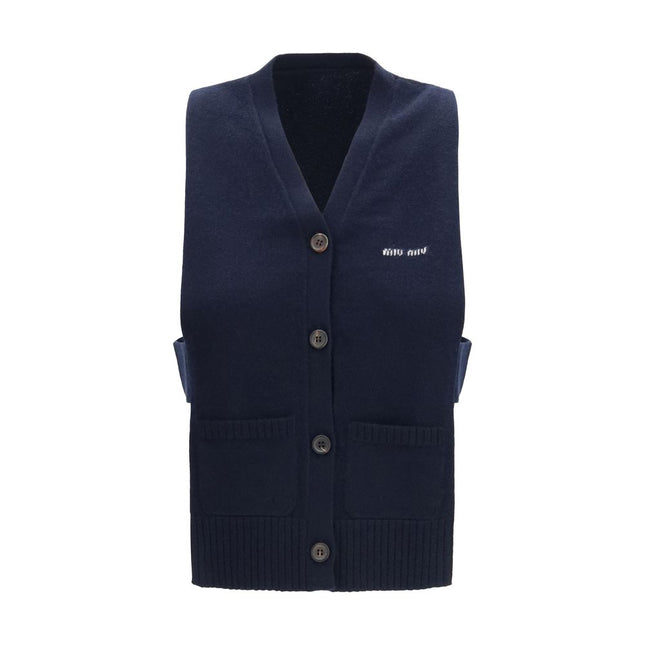 Miu Miu Blue Cashmere Sleeveles Sweater