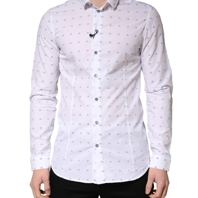 Patrizia Pepe White Cotton Slim Fit Collared Men Dress Shirt