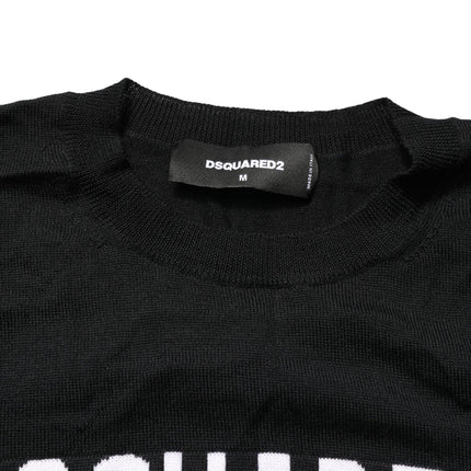 Dsquared² Black Logo Knitted Crew Neck Men Pullover Sweater