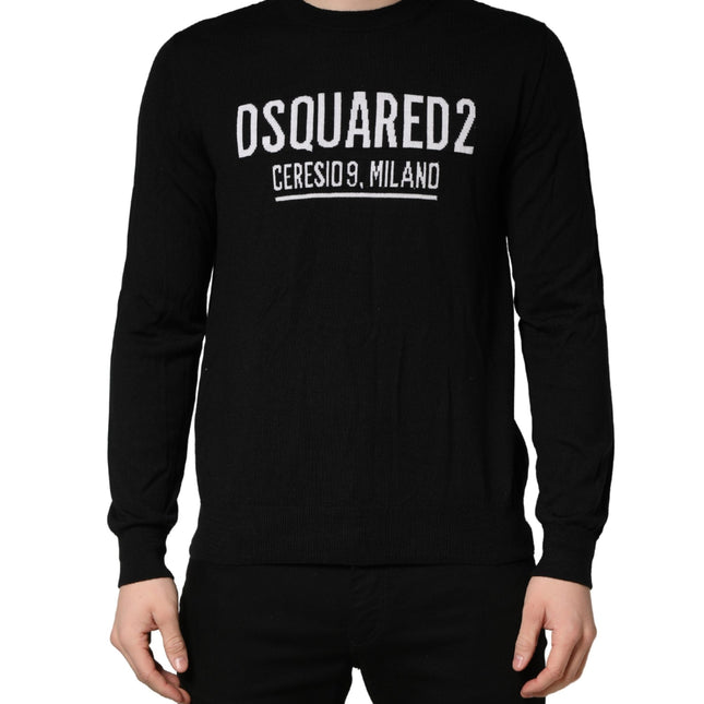 Dsquared² Black Logo Knitted Crew Neck Men Pullover Sweater