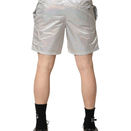 Dolce & Gabbana Silver Polyester Drawstring Men Shorts Swimwear