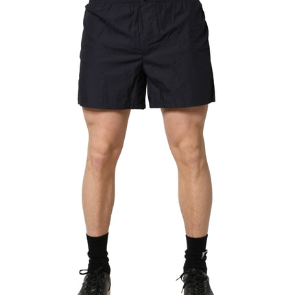 Dolce & Gabbana Black Cotton Elastic Waist Swim Shorts Swimwear