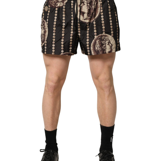 Dolce & Gabbana Black Roman Coin Print Swim Shorts Swimwear