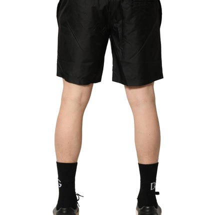 Dolce & Gabbana Black Polyester Drawstring Men Shorts Swimwear